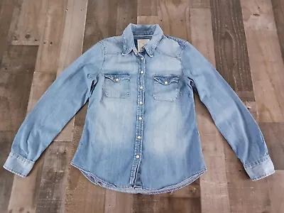 H&M Label Of Graded Goods L.O.O.G Denim Shirt Snap Button Size 8 • $18.30