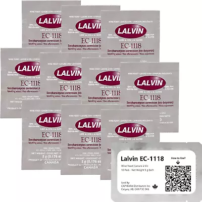 Lalvin EC-1118 Wine Yeast 10 Pack - Champagne Yeast - Make Wine Cider Mead At - • £13.49