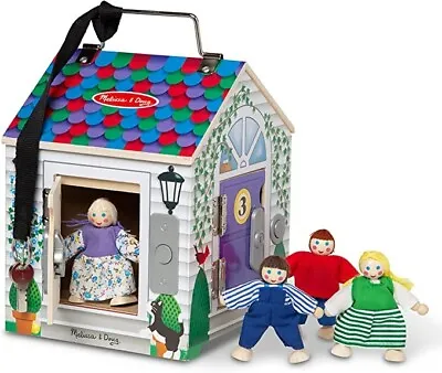 Melissa & Doug Take-Along Wooden Doorbell Dollhouse With Doorbell Sounds Keys • $34.95