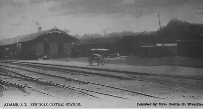 C.1910 RPPC Adams NY Central Train Station Tracks Carriage Wagon Real Photo Vtg • £20.70