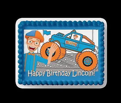 Blippi Monster Truck Custom Edible Birthday Cake Topper/ Peel Like A Sticker • $10.99