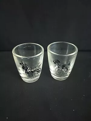  Vintage  Set Of 2 Clear Glass Shot Glasses Dogs Fox Terrier And Cocker Spaniel  • $4.99