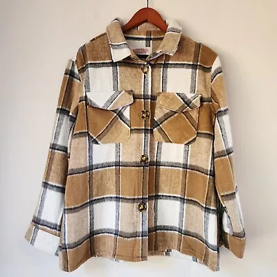 Jason Maxwell Women Shacket Plaid Flannel Button Down Blouse Size LCasual • $25