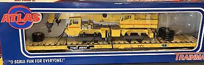 Atlas O-Scale TTX 68’ Flatcar W/CUSTOM Die-Cast Grove TM9120 Crane Load Chained • $259