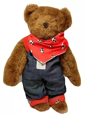 Vintage 1984 Vermont Teddy Bear Limited Edition Cow Overalls & Bandanna 5 Joints • $27.99