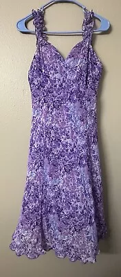 Connected Apparel Chiffon Lavender Floral Flowy Dress Women’s Size 16 XL Ruffled • $30