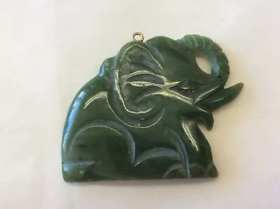 Gorgeous!!! Vintage 1970s Carved Jadeite Trunk Up Elephant Charm Pendant • $32.88