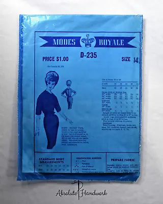 Rare VTG Modes Royale D-235 Sewing Pattern Woman's Tailored Dress Size 10-18 • $18