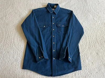 VTG Duxbak Chamois Cloth Button Up Shirt Mens XL Tall Flannel  Blue Outdoors • $19.99