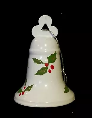 Cute Little Vintage Hand Painted Metal Christmas Bell Ornament W/ Holly Leaves • $4.95