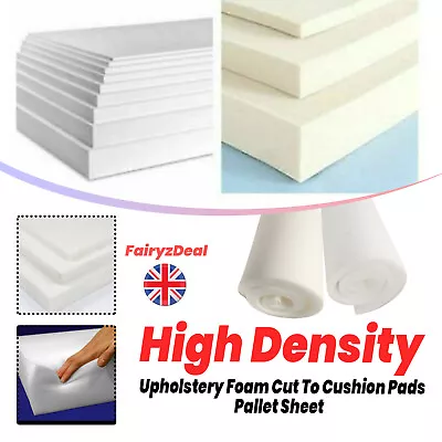 Upholstery High Density Sponge Foam Sheet Cut To Custom Size Any Thickness UK • £38.99