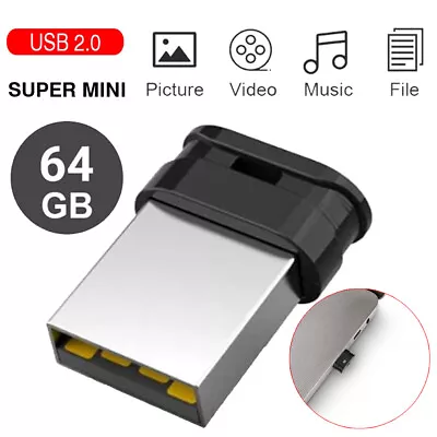 64 GB Mini Black USB Flash Drive 64GB Pendrive Super Tiny Flash USB Memory Stick • $7.20