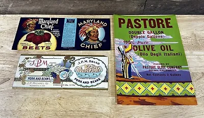 Vintage NOS Lot Of 3 Food Can Labels Maryland Chief J.P.M. & Pastore • $24.99