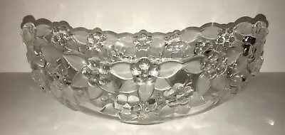 Mikasa Crystal Glass Bowl Carmen Pattern Flowers Frosted Leaves 10.5” • $20