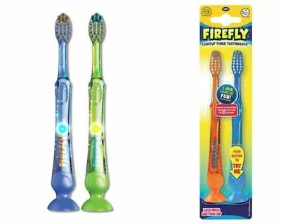 Pack Of 2 Firefly Light Up Kids Toothbrush Suction Cup Light For 1 Minute Dental • £6.49