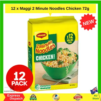 12 X 72g Maggi 2 Minute Noodles Chicken Quick Lunch Meal Value Bulk Value Pack • $12.90