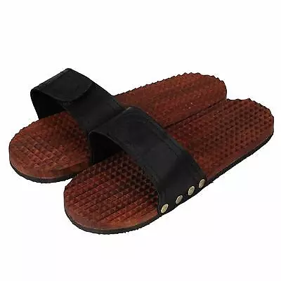 Wooden Chapal Acupressure Foot/Feet Massager Slippers Brown • $15.83