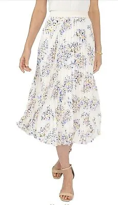 Vince Camuto Women's Multicolor Floral Pattern Pleated Lined Elastic Skirt New • $17.59