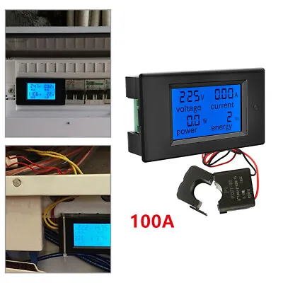 AC Power Watt Meter 100A LCD Digital Volt Voltage Monitor KWh Voltmeter Ammeter • £15.80