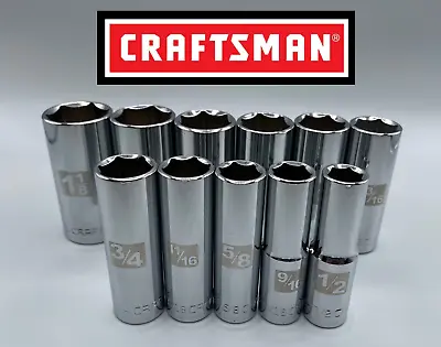 CRAFTSMAN Tools 11pc 1/2  Drive DEEP SAE 6 Point Socket Set 1/2  - 1 1/8  • $54.99