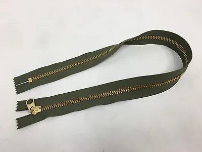 US Military Zipper YKK #10 CEDAR GREEN MILSPEC 28.3 INCH LENGTH 1 5/8 WIDTH • $7.29