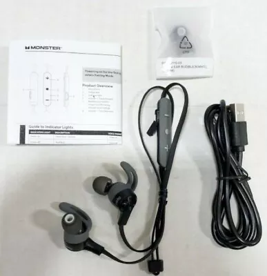 Monster ISport Achieve In-Ear Bluetooth Headphones 137089 Earbuds Headset BLACK • $6.60