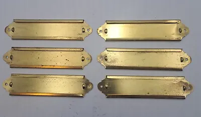 Antique / Vintage Stampt Brass Label Holders For Cabinet Hardware Lot Of 6 • $18