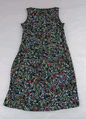 J Jill Wearever Dress Small Floral Sleeveless Stretch Knit • $17.49