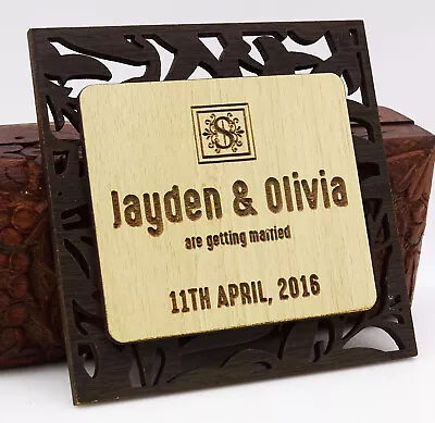 $81.39 • Buy Personalized Save The Date Wooden Engraved Magnets 20 Rustic Wedding-P9y