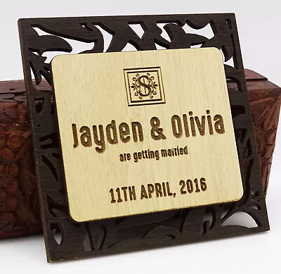 Personalized Save The Date Wooden Engraved Magnets 20 Rustic Wedding-P9y • $81.39