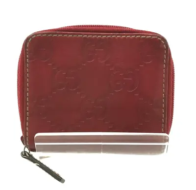 Auth Used GUCCI Coin Purse Leather Wallet Red Guccissima Italy K03163 Logo • $77.40