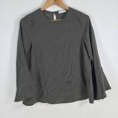 $34.95 • Buy Scanlan Theodore Womens Blouse Top Size 8 Silk Khaki Green 3/4 Sleeve 045163
