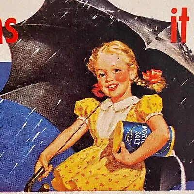 Morton's Salt Ink Blotter Vintage Advertising When It Rains It Pours • $8.99