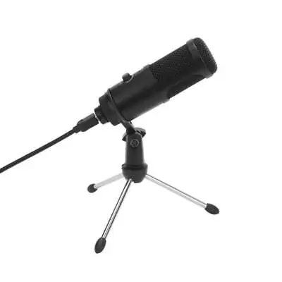 Black Microphone Mic Kit Jack Condenser Studio Tripod Stand For Laptop Recording • £14.99