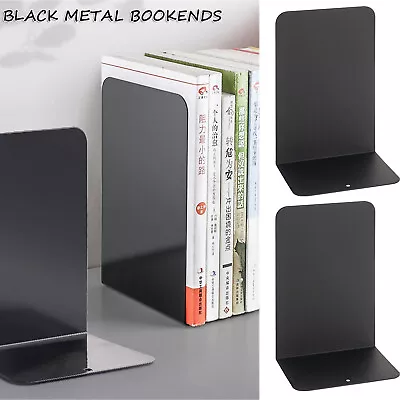 1/2/4 Pairs Heavy Duty Metal Book Ends Shelf Bookends Home Office School Shelves • £8.54