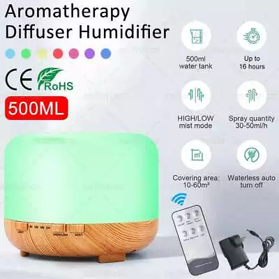 500ml  Aroma Aromatherapy Diffuser LED Oil Ultrasonic Air Humidifier Purifier AU • $18.39