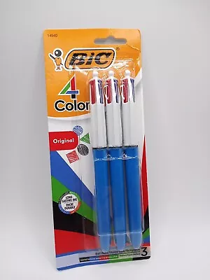 BIC 4-Color Retractable Ballpoint Pen 1mm Black Blue Green Red Ink Blue Barrel • $10.49