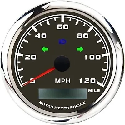 W PRO 85mm GPS Speedometer 120 MPH Turn Signal High Beam For Car Truck Harley • $59.84