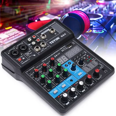 2/4 Channel Audio Mixer DJ Console Sound Card Studio Mixer Bluetooth USB • $25.65