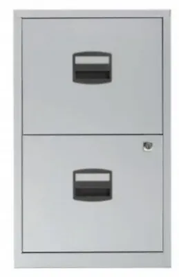 Industrial Bisley Metal 2 Drawer Lockable A4 Office Filing Home Storage Cabinet • £75