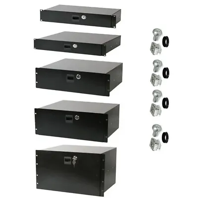 19  Locking Rack Drawers Cabinet Flight Case Storage Keys Fixings 2U 3U 4U 6U • £51