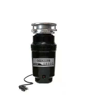 Everbilt EB500  Garbage Disposal 1/2 HP Continuous Feed Power Cord Metallic • $71.99