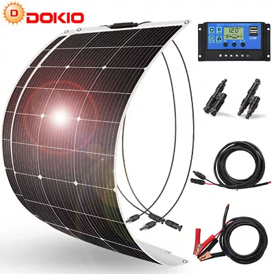 Dokio 100w 200w 400w 12v Flexible Mono Solar Panel Kit For Caravan/RV/Boat/Home • £64.99