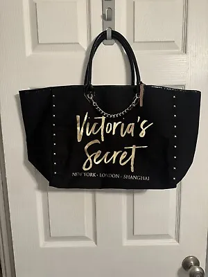 Victoria’s Secret Gold Logo Black Tote Bag - New With Tag • $24.99