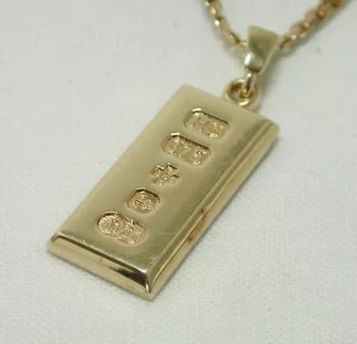 Solid 9ct Gold Millenium 1/4 Ounce Ingot Pendant And Chain 22028 • £665