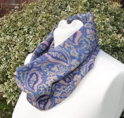 Cowl/snood Scarf In Liberty Varuna Wool Blue Pink Cream Paisley Style • £19.99