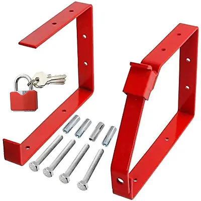 £16.71 • Buy Lockable Wall Ladder Rack Bracket Double + Triple Section Ladders & Padlock