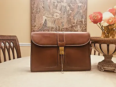 GUCCI Of MILANO   Brown  Leather  Briefcase / Portfolio / Document Bag  - ITALIA • $549