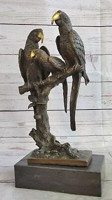 Handcrafted Bronze ArtworkThree Brazilian Parrots Sculpture By Milo Gift • $284.50