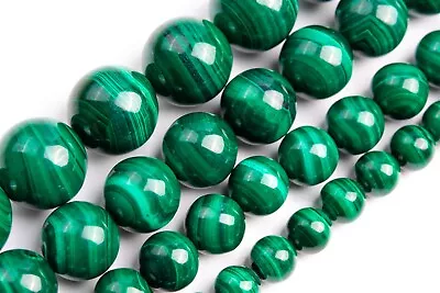 Genuine Natural Deep Green Malachite Grade AAA Round Beads 4-5/5/5-6/8/9-10/12MM • $5.39